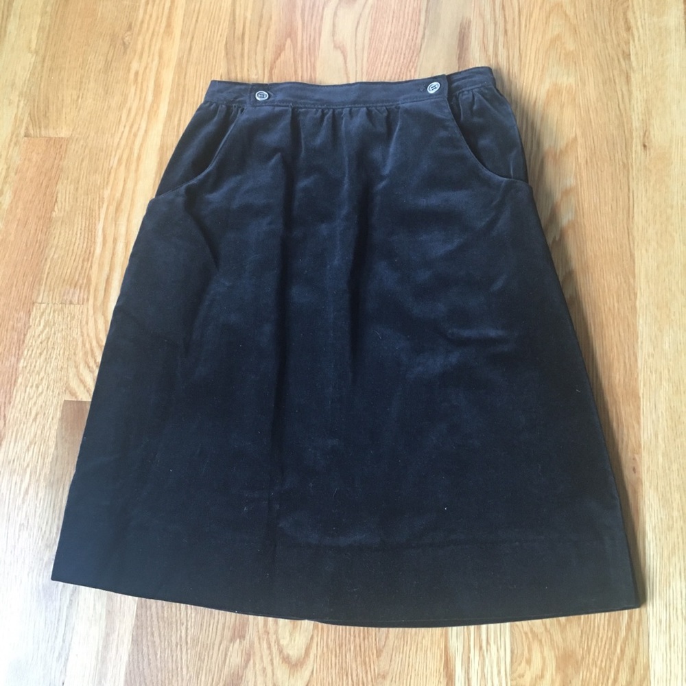 Lanz Vintage Black Velvet Skirt Sz XS